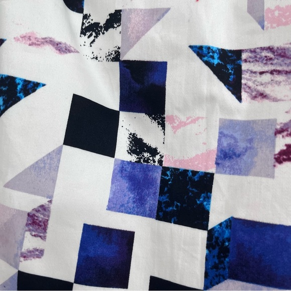 NWT Portmans womens geometric print asymmetrical skirt white 10 cyberpunk - Picture 4 of 6